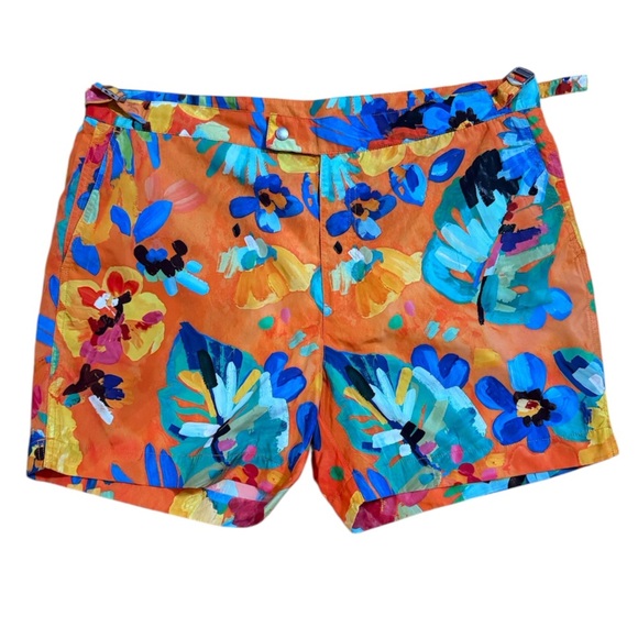 Polo Ralph Lauren Floral Monaco Tunk Trunk Swimming
Shorts Camarat Sz 38 Orange - Picture 12 of 13